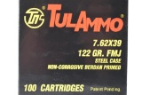 300 Rounds - Tula Ammo 7.62x39 Ammunition - Full Metal Jacket Steel Case - 122 Grain