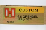 200 Rounds - Hornady Custom 6.5 Grendel Ammunition - Super Shock Tip - 123 Grain