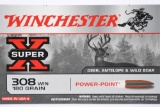 100 Rounds - Winchester Super-X 308 Win. Ammunition - Power Point - 180 Grain