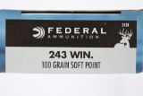 80 Rounds - Federal Power-Shok 243 Win. Ammunition - Soft Point - 100 Grain