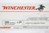 244 Rounds - Winchester USA 38 +P Special Ammunition - Jacketed Hollow Point - 125 Grain