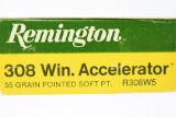 36 Rounds - Remington 308 Win. Accelerator Ammunition - Pointed Soft Pt. - 55 Grain