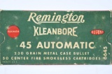 50 Rounds (1 Full Box) - Vintage Remington Kleanbore 45 Auto Ammunition