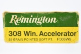 20 Rounds - Remington 308 Win. Accelerator Ammunition - Pointed Soft Pt. - 55 Grain