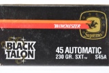 80 Rounds - Winchester Black Talon 45 Auto Ammunition - STX - 230 Grain