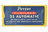 Vintage Ammo - 1 Full Box - Peters Rustless - 25 Auto Cal. - Colt Model 1908 Vest Pocket