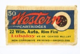 Vintage Ammo - 1 Full Box - Western - 22 Win. Auto Cal. - Model 1903