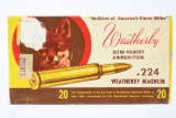 Vintage Ammo - 1 Full Box - Weatherby  - 224 Weatherby Magnum Cal. - 55 Grain