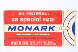 Vintage Ammo - 1 Full Box - Federal Monark  - 38 Special Cal. - Match - 148 Grain