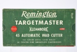 Vintage Ammo - 1 Full Box - Remington DuPont  - 45 Auto Cal. - Targetmaster - 185 Grain