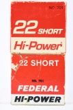 Vintage Ammo - 2 Full Boxes (1000 Total) - Federal - 22 Short Cal. - Hi-Power