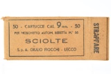 Vintage Ammo - 1 Full Box - Fiocchi Military Contract - 9mm Sciolte Cal. - Beretta M.38