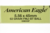 100 Rounds - American Eagle 5.56 NATO Ammunition - Full metal Jacket BT Ball - 62 Grain