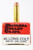125 Rounds - Reloaded 45 Long Colt Ammunition - SWC Copper - 255 Grain