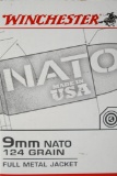 220 Rounds - Winchester USA 9mm NATO Ammunition - Full Metal Jacket - 124 Grain - +P