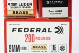 400 Rounds - Federal 9mm Luger Ammunition - Full Metal Jacket RN - 115 Grain