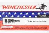 160 Rounds - Winchester USA 5.56 NATO Ammunition - Full Metal Jacket - 55 Grain