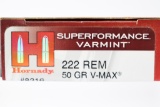 111 Rounds - Hornady Varmint .223 Rem. Ammunition - V-Max - 53 Grain