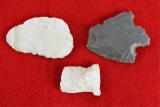 (3) Early Native American Artifacts - Projectile Points - Arrowheads