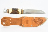 Vintage Solingen Hunting Knife  - Edged Brand - W/ Leather Sheath
