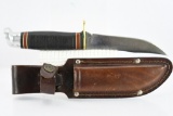 Vintage Western U.S.A Hunting Knife  - W/ Leather Sheath