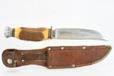 Vintage Solingen Hunting Knife  - Helmut Hartenau - W/ Leather Sheath