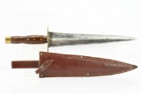Vintage Spear Point Hunting Knife - Unmarked - W/ Leather Sheath