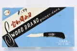 (6) Vintage Sword Brand Pocket Knives - New-Old-Stock In Original Countertop Box