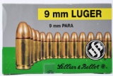 250 Rounds - Sellier & Bellot 9mm Luger Ammunition - Full Metal Jacket - 115 Grain