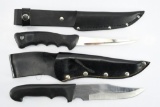 (2) Hunting/ Fishing Knives - W/ Leather Belt Sheaths
