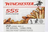 2775 Rounds - Winchester USA 22 LR Rimfire Ammunition - Hollow Point Copper Plated - 36 Grain