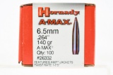 (100) Hornady A-Max 264 Caliber, 6.5mm (264 Diameter) Bullets  140 Grain Boat Tail