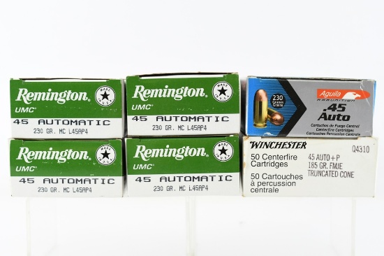 45 ACP Caliber Ammunition - Remington/ Winchester +P/ Aguila - 253 Rounds