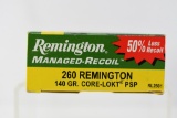 260 Rem. Caliber Ammunition - Remington - 18 Rounds
