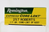 257 Roberts Caliber Ammunition - Remington - 18 Rounds