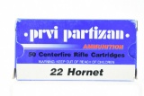 22 Hornet Caliber Ammunition - Prvi Partizan - 50 Rounds