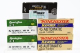 45 ACP Caliber Ammunition - Winchester/ Remington/ Sig Sauer - 220 Rounds