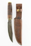 Vintage Hunting Knife W/ Sheath - Marbles (Damascus Blade)