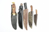 (5) Vintage Hunting Knives W/ Sheaths - Pakistan