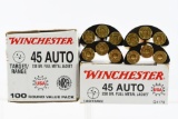 45 ACP Caliber Ammunition - Winchester - 162 Rounds W/ 4 Moon Clips