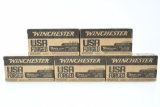 (5 Boxes) Winchester USA Forged FMJ Steel Case 9mm Luger Ammunition - (50-Round Boxes)