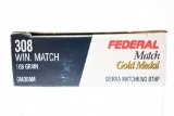(1 Box) Federal Gold Medal 308 Win Match Ammunition (20-Round Box)