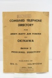 1948 U.S. Military Combined Telephone Directory For Okinawa