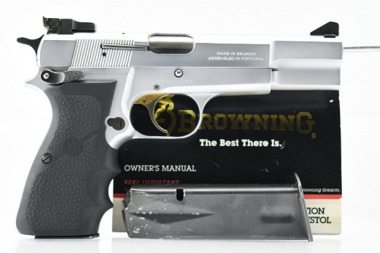 1994 Browning, P35 Hi-Power Silver Chrome, 9mm Luger, Semi-Auto (W/ Hardcase), SN - 245NW67563