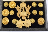 Circa WWII U.S. Officers' Rolled Gold Badge/ Medals/ Buttons