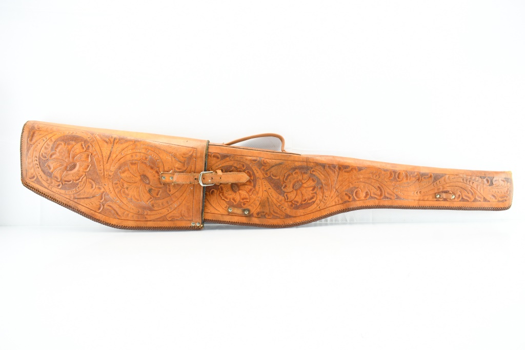 2-Piece Western Tooled Leather Rifle Case - 49