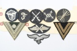 (9) German WWII Patches/ Chevron - (1) SS (7) Luftwaffe (1) Nazi Member Army