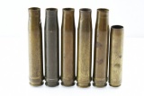 (6) WWII 20mm Cannon Shell Cases - (5) German Luftwaffe & (1) U.S. Navy