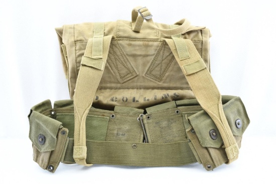WWII U.S. M1923 Cartridge Belt & WWII USMC M1941 Haversack