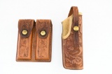 El Paso Saddlery Brown Leather Holster W/ Dual Compartment Magazine Pouch - For 1911 Pistol
